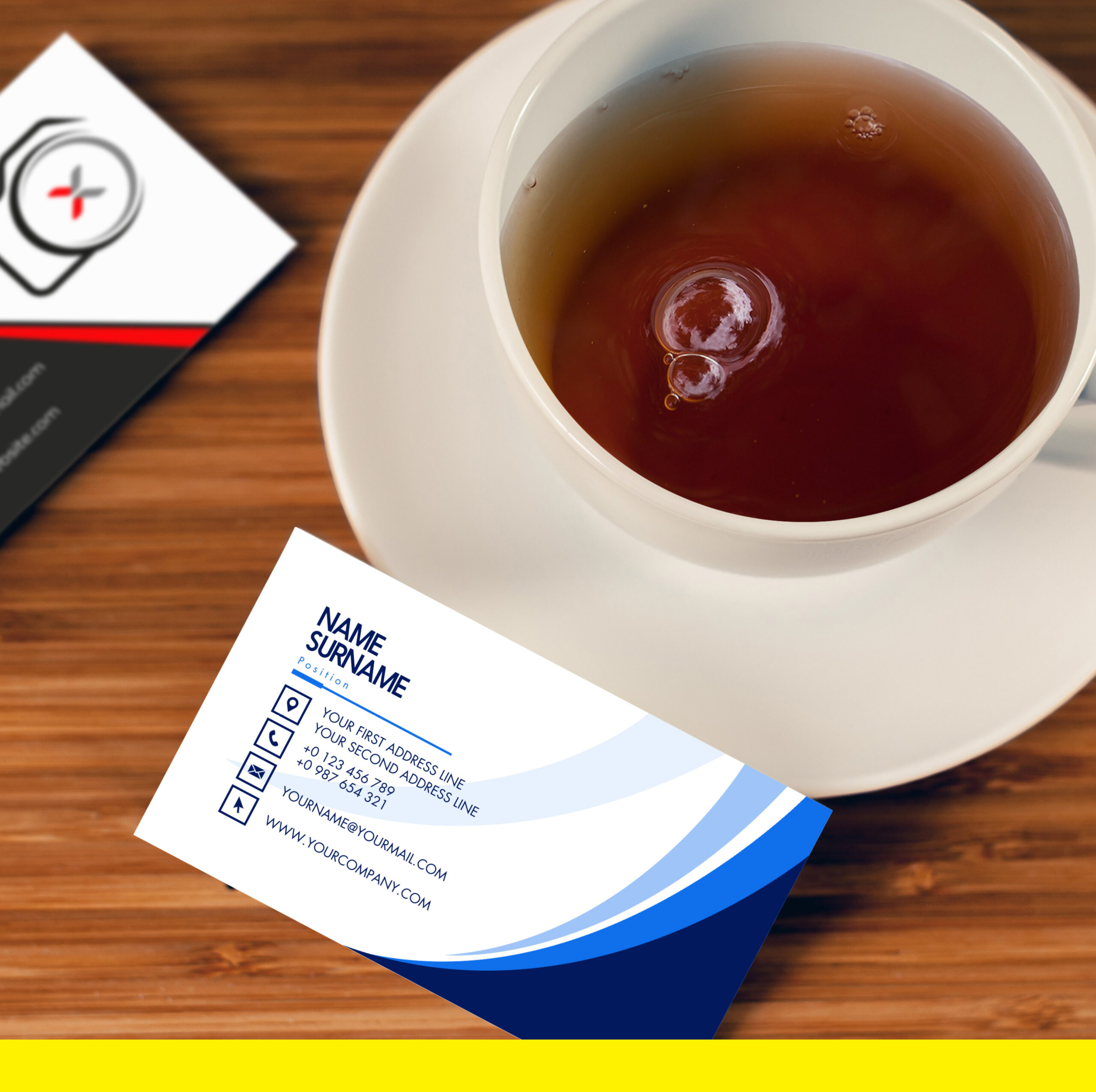 Business Cards with Cup of Tea